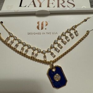 BP Gold Necklace with Blue Pendant